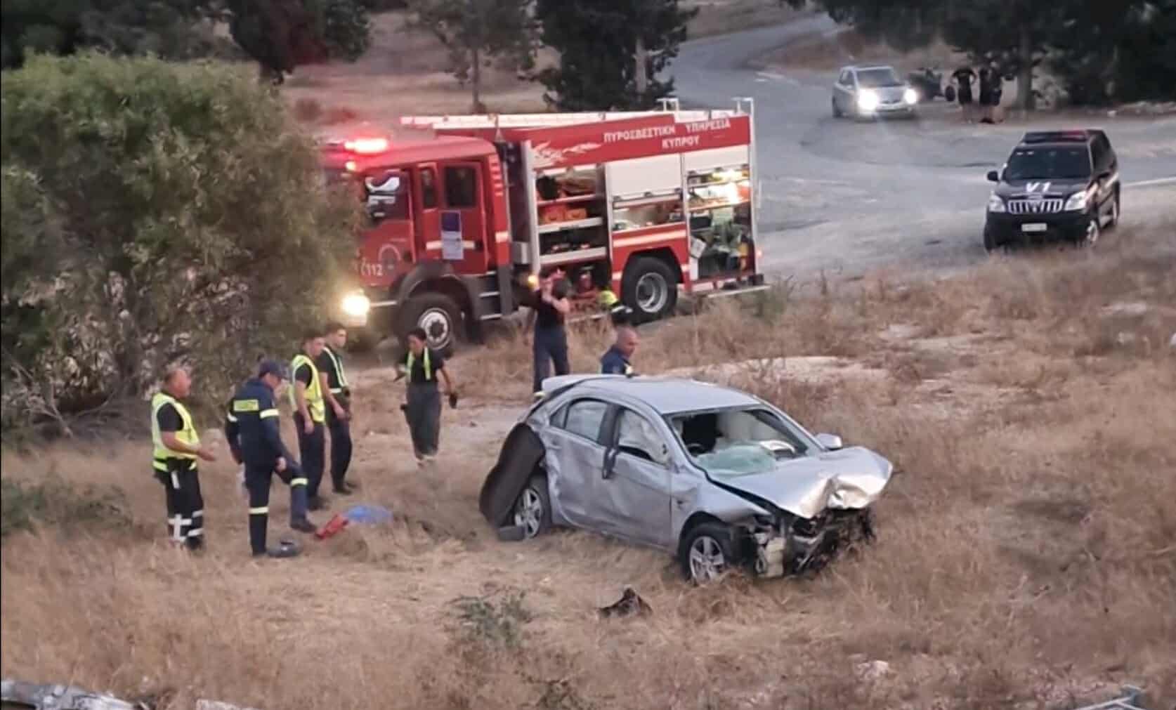 Τροχαίο στην Πάφο – Όχημα κατέληξε σε χωράφι (ΦΩΤΟ)