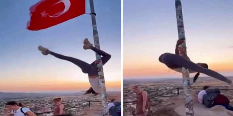 Σάλος στην Τουρκία: Τουρίστρια έκανε pole dancing στον ιστό της σημαίας (VID) Σάλος στην Τουρκία: Τουρίστρια έκανε pole dancing στον ιστό της σημαίας (VID)