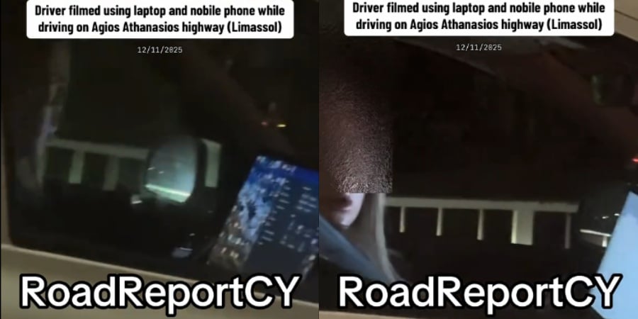 ΒΙΝΤΕΟ: Οδηγούσε στον αυτοκινητόδρομο κρατώντας κινητό και λάπτοπ
