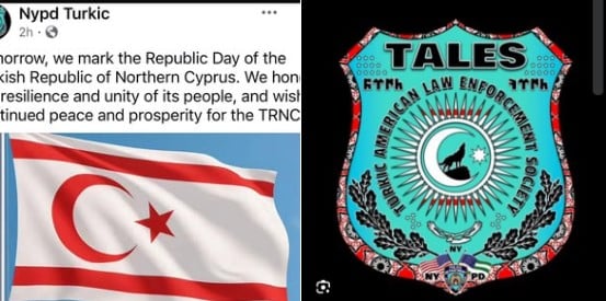 Σύμβολα Γκρίζων Λύκων σε σύλλογο Τούρκων αστυνομικών του NYPD – Σημαία «ΤΔΒΚ»