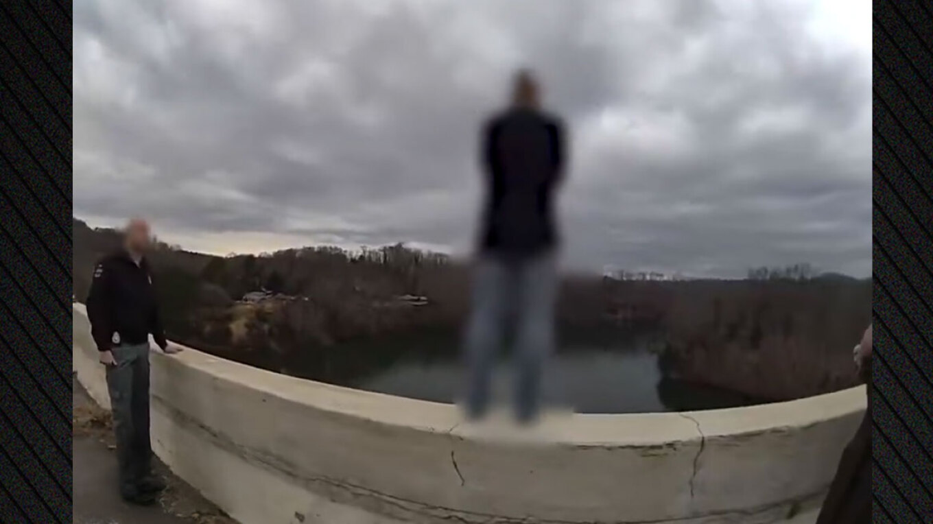 VIDEO: Police officer saves woman before jumping from bridge in Tennessee