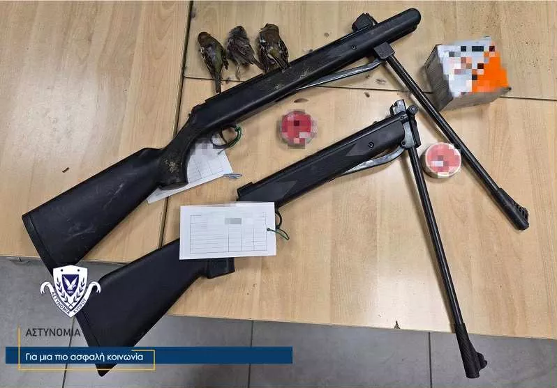 Λευκωσία: Υπόθεση λαθροθηρίας - Βρέθηκαν αεροβόλα, άγρια πτηνά και ναρκωτικά