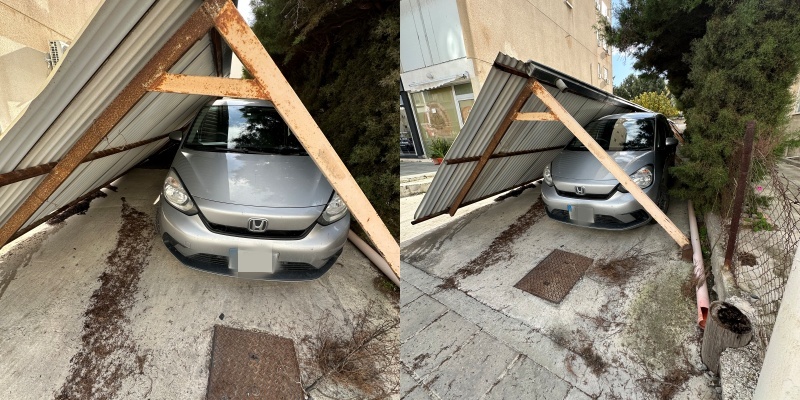 ΦΩΤΟ: Έπεσαν δέντρα, στέγαστρα και τσίγκοι λόγω των ισχυρών ανέμων