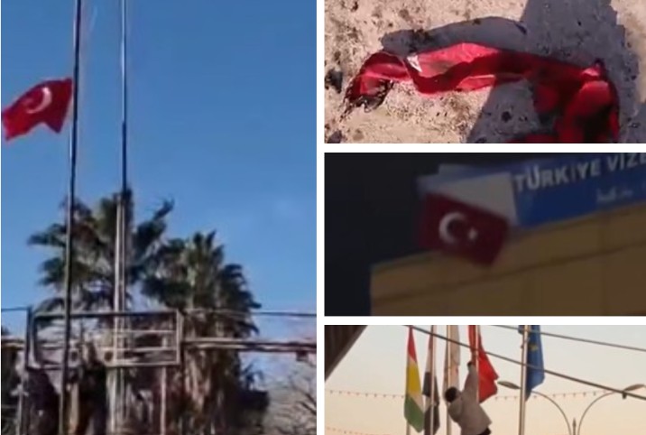 Κατεβάζουν τουρκικές σημαίες οι Κούρδοι - Οργή και απειλές Τούρκων (ΒΙΝΤΕΟ)