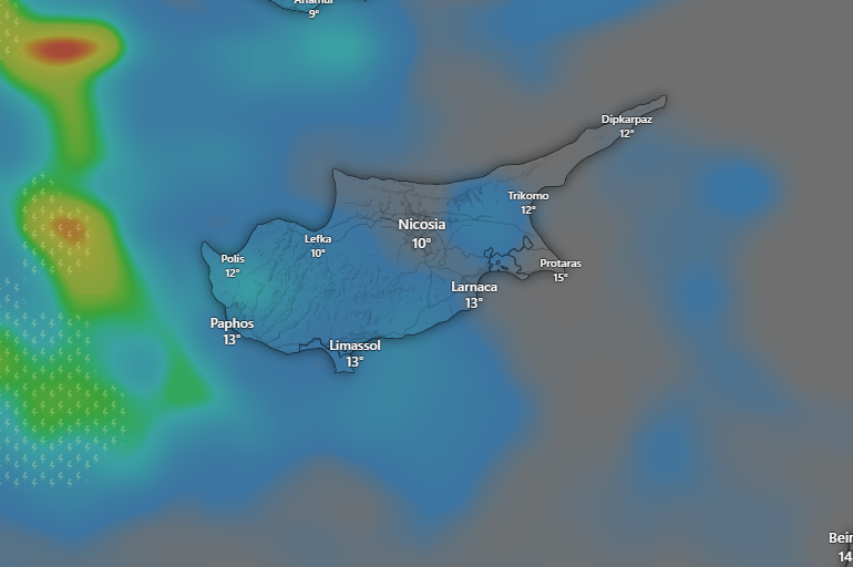 Νέα διαταραχή επηρεάζει από απόψε την Κύπρο–Δείτε live την εξέλιξη του καιρού