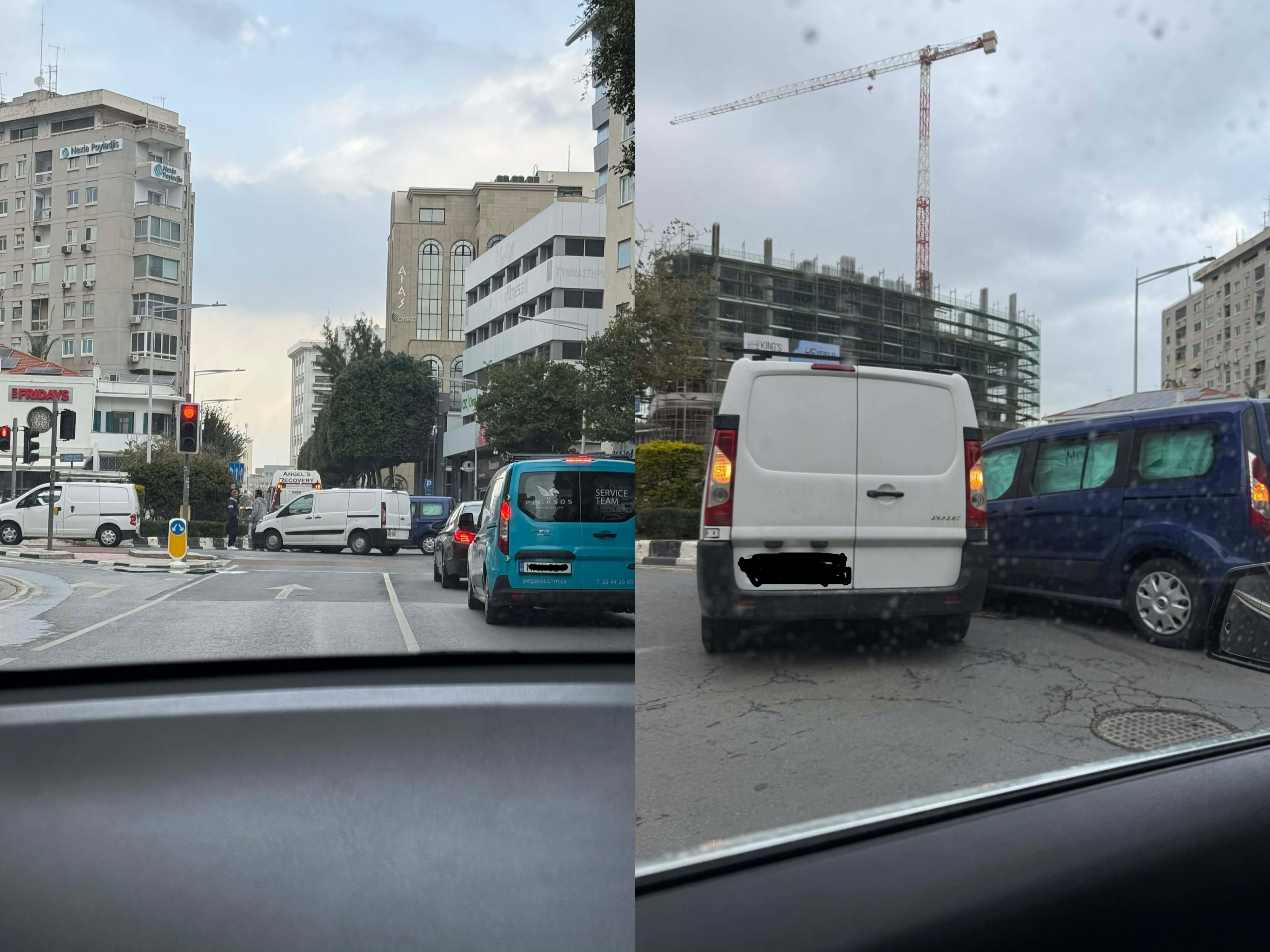 Τροχαία σύγκρουση στο κέντρο της Λευκωσίας μεταξύ δύο οχημάτων (ΦΩΤΟ)