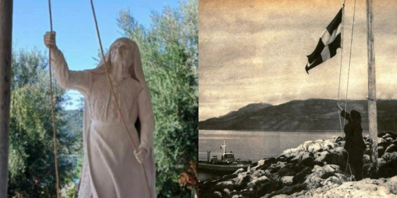 Kyra of Ro: Statue at a Spot Where the Greek Flag Was Raised for 40 Years