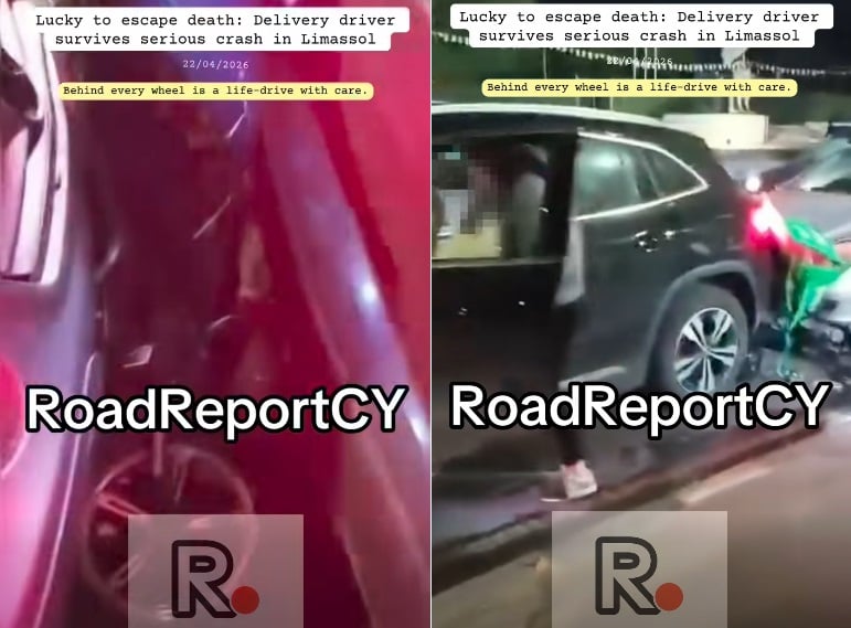 Τροχαίο με διανομέα στη Λεμεσό- Μοτοσικλέτα παγιδεύτηκε ανάμεσα σε δύο οχήματα