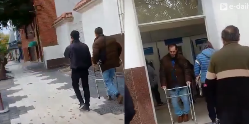 BINTEO: Προσποιήθηκε αναπηρία για να γλιτώσει την ουρά σε τράπεζα