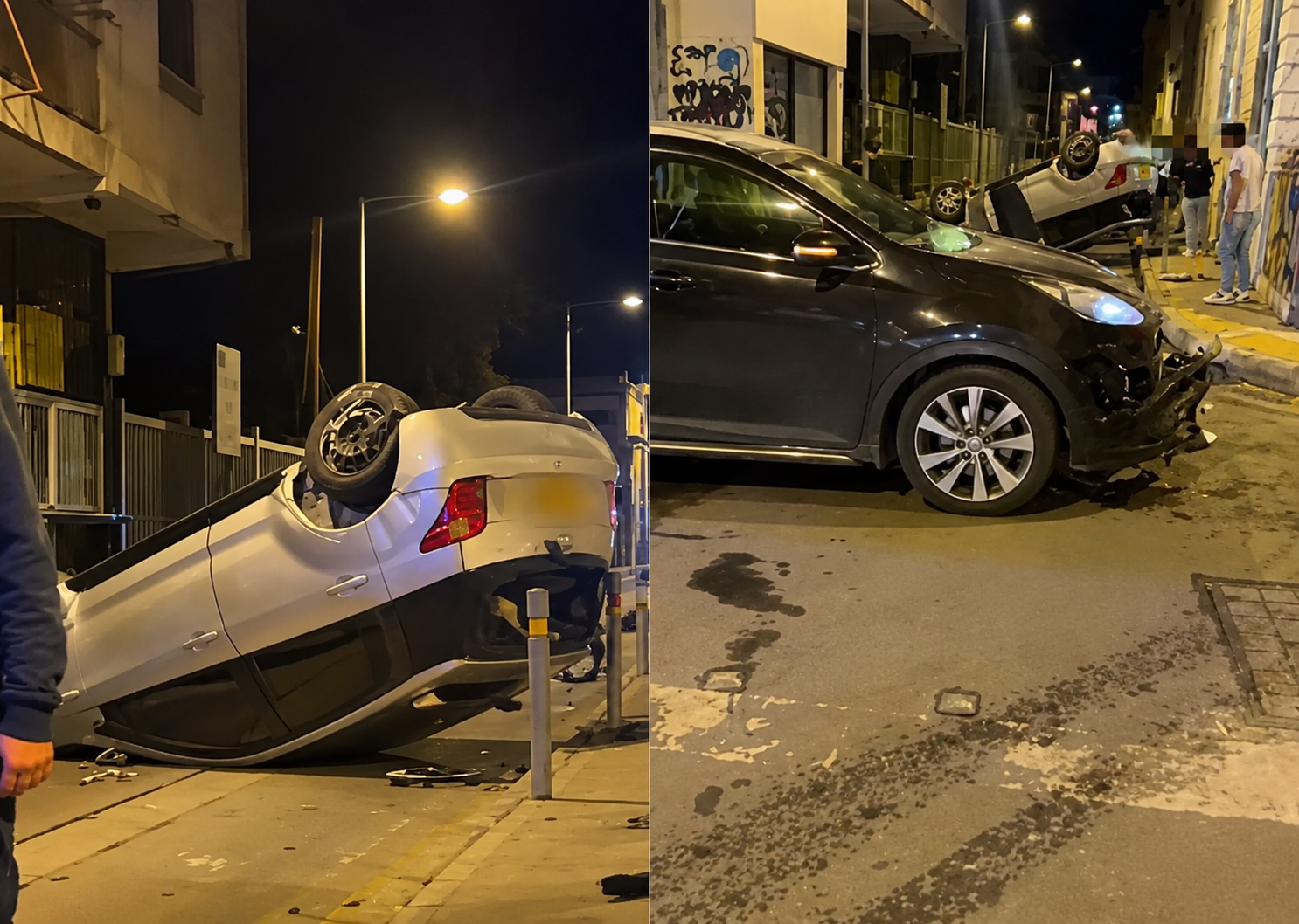 Ανατράπηκε όχημα στη Λεμεσό- Παραβίασε STOP και καρφώθηκε σε ταξί (vids)