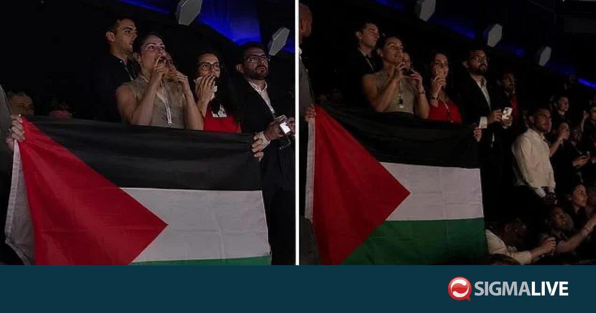 Eurovision: &Upsilon;&psi;ώ&theta;&eta;&kappa;&epsilon; &Pi;&alpha;&lambda;&alpha;&iota;&sigma;&tau;&iota;&nu;&iota;&alpha;&kappa;ή &sigma;&eta;&mu;&alpha;ί&alpha; &kappa;&alpha;&tau;ά &tau;&eta; &delta;&iota;ά&rho;&kappa;&epsilon;&iota;&alpha; &tau;&eta;&sigmaf; &epsilon;&mu;&phi;ά&nu;&iota;&sigma;&eta;&sigmaf; &Iota;&sigma;&rho;&alpha;ή&lambda;