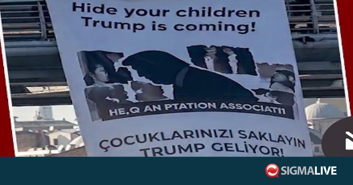 &laquo;&Kappa;&rho;ύ&psi;&tau;&epsilon; &tau;&alpha; &pi;&alpha;&iota;&delta;&iota;ά &sigma;&alpha;&sigmaf;, έ&rho;&chi;&epsilon;&tau;&alpha;&iota; &omicron; &Tau;&rho;&alpha;&mu;&pi;&raquo;- &Pi;&rho;&omicron;&kappa;&lambda;&eta;&tau;&iota;&kappa;ό &pi;&alpha;&nu;ό &sigma;&tau;&eta;&nu; &Tau;&omicron;&upsilon;&rho;&kappa;ί&alpha; (&Beta;&Iota;&Nu;&Tau;&Epsilon;&Omicron;)